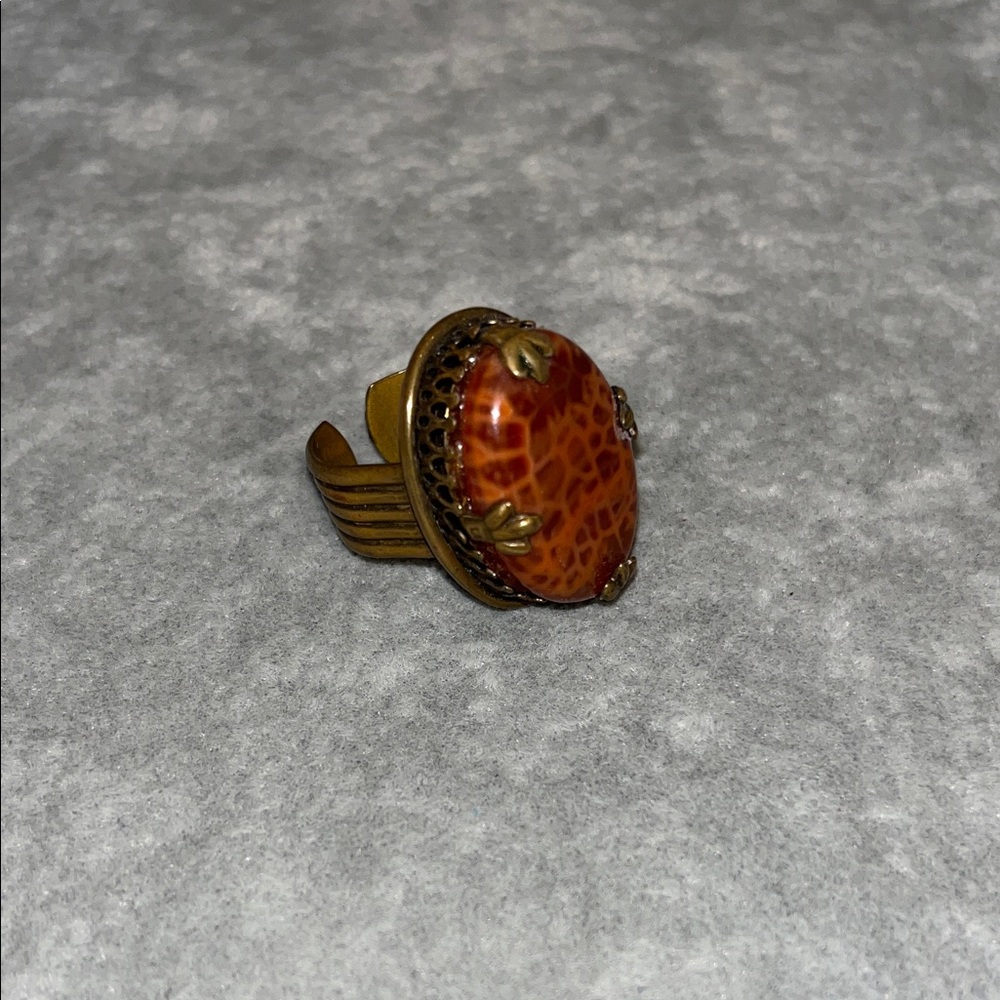 Jan Michaels Vintage Style Fire Agate Statement Ring